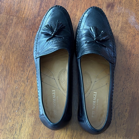 Bruno Magli Men's Black Leather Tassel Slip-Ons - Picture 1 of 5